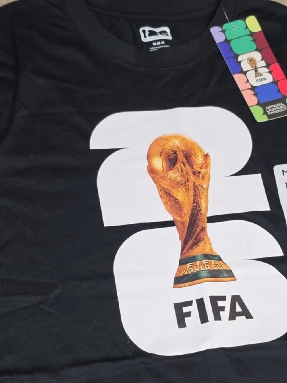 FIFA Men's Black Graphic Print Logo Crew Neck Short Sleeve T-Shirt Size XL